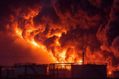 Во время полёта над ОАЭ путешественники заметили возгорание на нефтяном объекте в Фуджейре